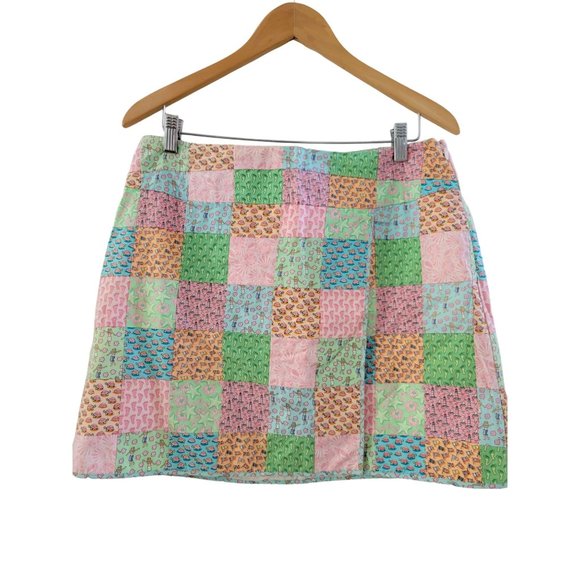 Vineyard Vines Dresses & Skirts - Vineyard Vines Womens pink Patchwork Wrap skirt Hulu girls print wear size 10